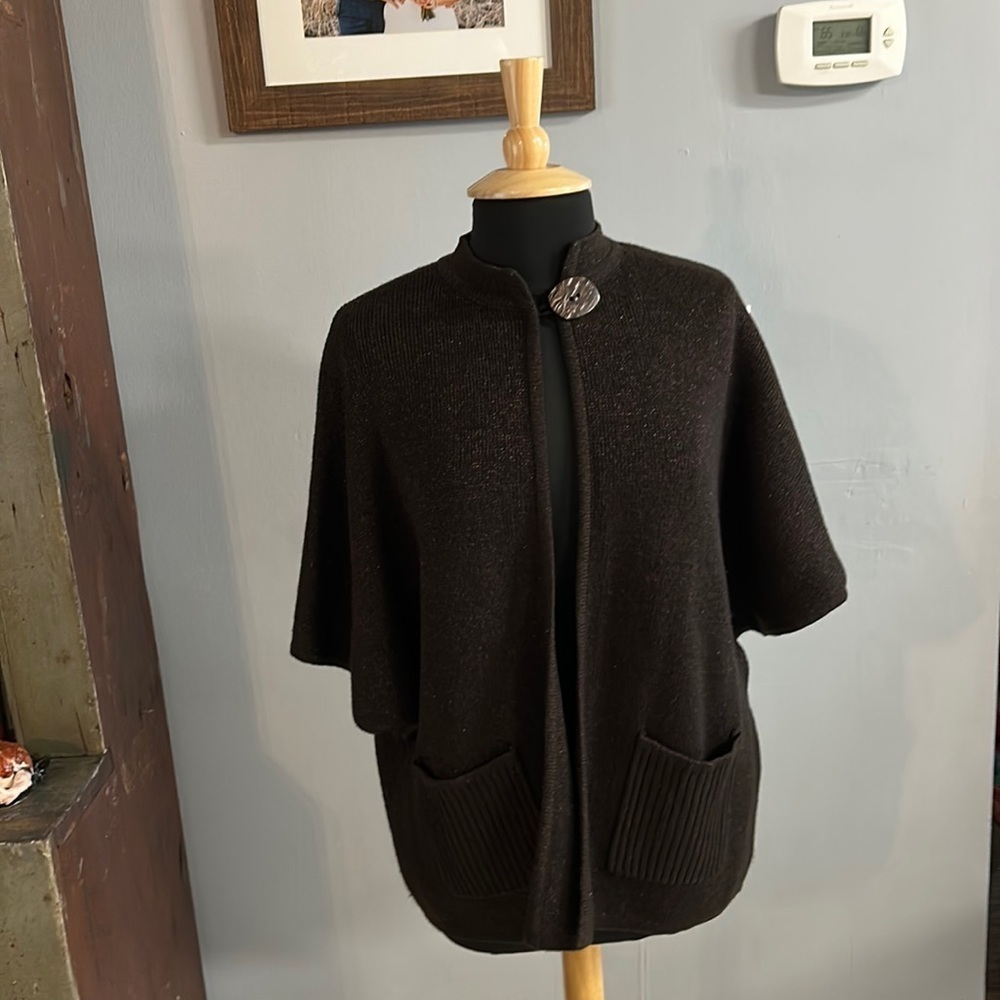 Coldwater Creek Brown Open Front Cape SZ L